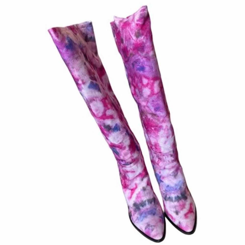 Tie-Dye Pink Over-the-Knee Boots - Picture 1 of 7
